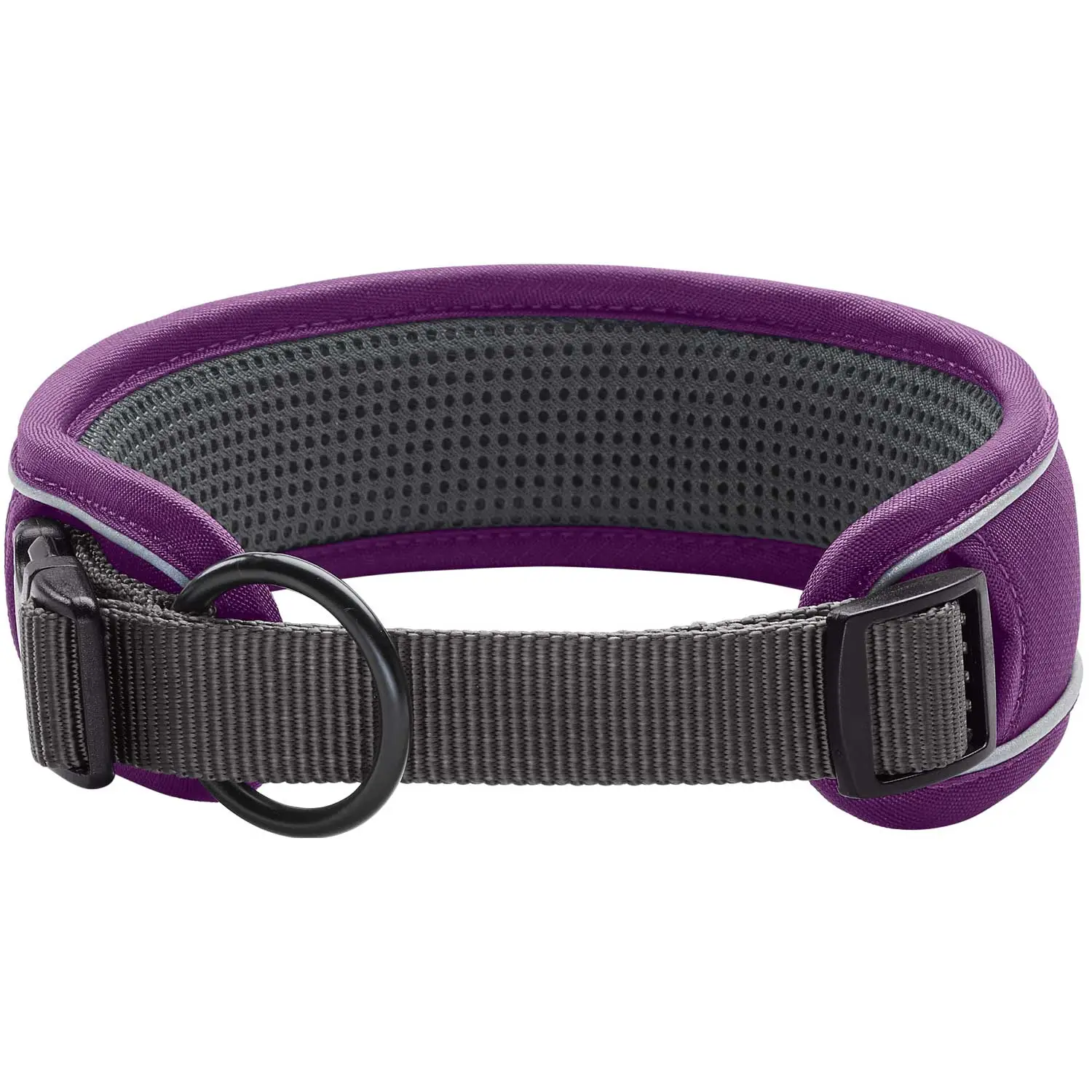 Hunter Halsbånd Divo L Violet/Grå - justerbart hundehalsbånd (45-55 cm, B 4,5 cm)